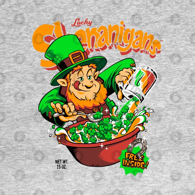 Shenanigans Lucky Leprechaun Retro Cereal Box St. Patrick's Day by vo_maria